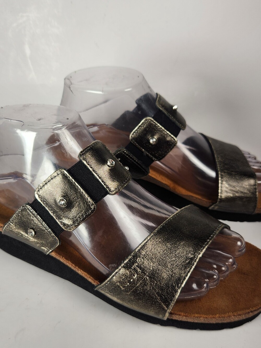 NAOT Women's Ashley Sandal Size 9 EU 40 Bronze Wedge Leather Rhinestones